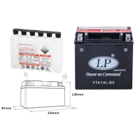 LANDPORT AKUMULATOR YTX14L-BS (MA LTX14L-BS) 12V 12AH 152X88X147 (HARLEY DAVIDSON 883/1200) BEZOBSŁUGOWY - ELEKTROLIT OSOBNO (4)