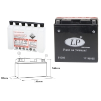 LANDPORT AKUMULATOR YT14B-BS (MA LT14B-BS) 12V 12AH 150X69X145 BEZOBSŁUGOWY - ELEKTROLIT OSOBNO (4) UE2019/1148(190A)