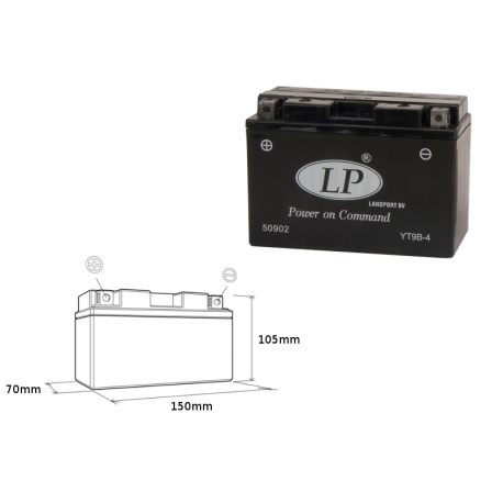 LANDPORT AKUMULATOR YT9B-4 (MS LT9B-4) 12V 8AH 150X69X105 BEZOBSŁUGOWY - ZALANY (6)