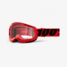 100 PROCENT GOGLE STRATA 2 RED - CLEAR LENS - KOLOR CZERWONY/BIAŁY SZYBKA PRZEŹROCZYSTA