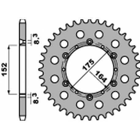 PBR ZĘBATKA TYLNA 856 44 F YAMAHA TT 600R '82-'04, YFM 660 '01-'04, YFS 200 '88-'06, YZ 125/250 '85-'98, DT 125 '89-'06 (JTR853.