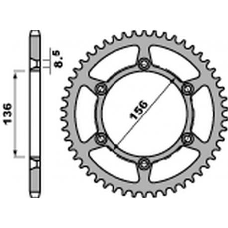 PBR ZĘBATKA TYLNA 820 53 C45 HUSQVARNA SM/SMS 630 '10-'11, SUZUKI DR 250/350 '90-'95 (JTR822.53) (ŁAŃC. 520)