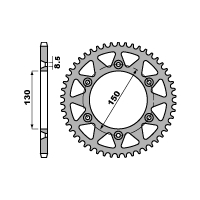 PBR ZĘBATKA TYLNA 270 47 C45 YAMAHA YZ/YZF '99-'24 (ŁAŃC. 520) (JTR251.47)