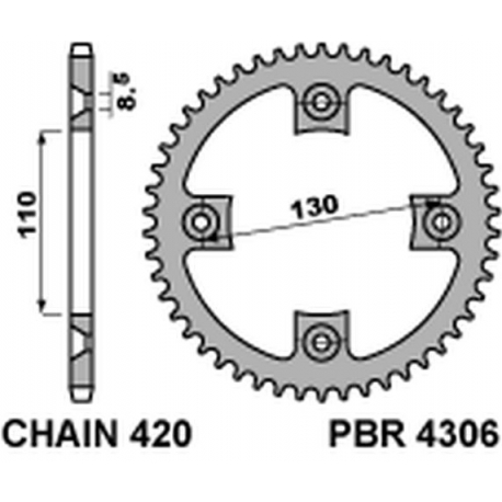 PBR ZĘBATKA TYLNA 4306 55 HONDA CR 80/85 (JTR215.55)* (ŁAŃC. 420)