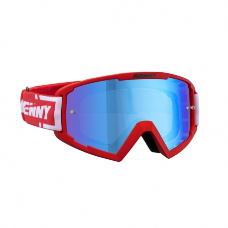 KENNY RACING GOGLE MODEL TRACK RED - BLUE LENS - KOLOR CZERWONY/BIAŁY SZYBKA NIEBIESKIE LUSTRO