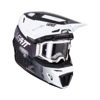 LEATT NOWOŚĆ KASK MOTO 8.5 V24 (+GOGLE VELOCITY 5.5 GRATIS) HELMET KIT BLACK/WHITE KOLOR CZARNY/BIAŁY ROZMIAR L (59-60 cm)