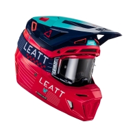 LEATT KASK MOTO 8.5 V23 (+ GOGLE VELOCITY 5.5 GRATIS) HELMET KIT RED KOLOR CZERWONY/GRANATOWY/NIEBIESKI ROZMIAR S (55-56 cm)