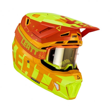 LEATT KASK MOTO 7.5 V23 (+ GOGLE VELOCITY 4.5 IRIZ GRATIS) HELMET KIT CITRUS KOLOR ŻÓŁTY FLUO/POMARAŃCZOWY ROZMIAR M (57-58 cm)