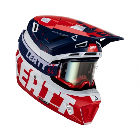 LEATT KASK MOTO 7.5 V23 (+ GOGLE VELOCITY 4.5 IRIZ GRATIS) HELMET KIT ROYAL KOLOR GRANATOWY/CZERWONY/BIAŁY ROZMIAR XL (61-62 cm)