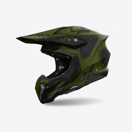 AIROH NOWOŚĆ KASK CROSS / ENDURO / ATV / QUAD TWIST 3 MILITARY MATT KOLOR ZIELONY/CZARNY MAT ROZMIAR S