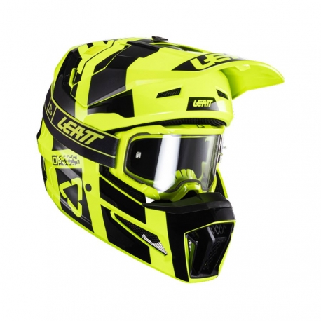 LEATT NOWOŚĆ KASK MOTO 3.5 V24 (+GOGLE VELOCITY 4.5 GRATIS) HELMET KIT CITRUS KOLOR CZARNY/ŻÓŁTY FLUO ROZMIAR L (59-60 cm)