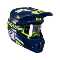 LEATT KASK MOTO 3.5 V24 (+GOGLE VELOCITY 4.5 GRATIS) HELMET KIT BLUE KOLOR GRANATOWY/ŻÓŁTY FLUO/BIAŁY ROZMIAR M (57-58 cm)