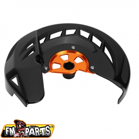 FM-PARTS OSŁONA TARCZY HAMULCOWEJ PRZÓD KTM '15-'23 KOLOR CZARNO POMARZŃCZOWY (OŚKA 22MM)