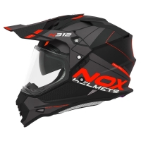 NOX KASK OFFROAD / TRAIL DUOSPORT (DUAL) N312 DRONE Z SZYBKĄ I BLENDĄ KOLOR CZARNY/SZARY/CZERWONY MAT ROZMIAR M