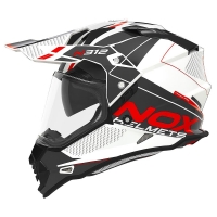 NOX KASK OFFROAD / TRAIL DUOSPORT (DUAL) N312 DRONE Z SZYBKĄ I BLENDĄ KOLOR BIAŁY/CZERWONY ROZMIAR XS