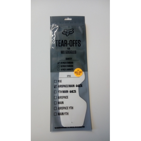 ZRYWKI TEAR-OFF DO GOGLI FOX AIRSPACE/MAIN 2 STD TEAR OFF CLEAR