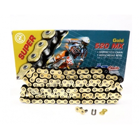 CZ 2024/04 ŁAŃCUCH NAPĘDOWY 520 MX (108 OGNIW) ZŁOTY (MOTOCROSS) DO 450 CCM (35,8 KN) + ZAPINKA