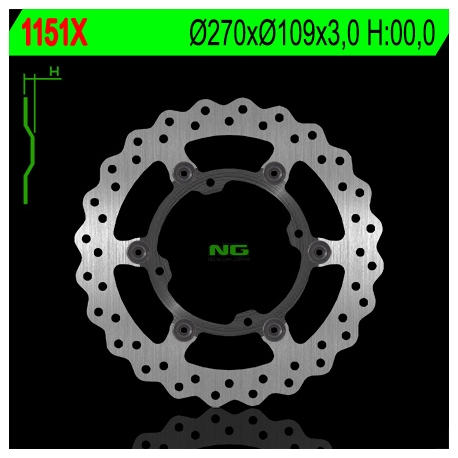 NG TARCZA HAMULCOWA PRZÓD KAWASAKI KXF 250/450, PŁYWAJĄCA 270MM (270X109X3,0) 4 OTWORY O ŚR. 9,5MM WAVE