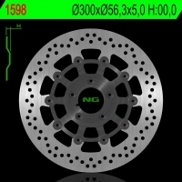 NG TARCZA HAMULCOWA PRZÓD HARLEY DAVIDSON 883/1200/1450/1584/1690/1745/1800/1869/1923 (PŁYWAJĄCA) (300X56,3X5MM) (5X8,5MM)