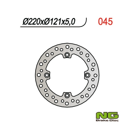 NG TARCZA HAMULCOWA TYŁ HONDA CR 125/250/500 '89-'97, CRE 250SM '89-96, (220X121X5MM) (4X10,5MM)