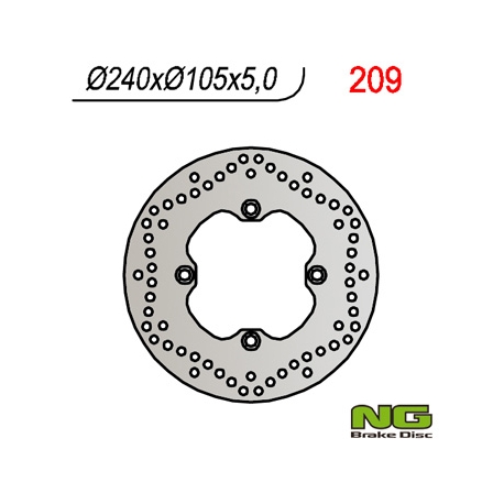 NG TARCZA HAMULCOWA TYŁ HONDA XL 600/650/700V TRANSALP 91-'99, CB 500 93-03, CB750 92-95 (240X105X5) (4X10,5MM)