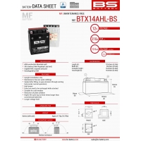 BS AKUMULATOR BTX14AHL-BS (YTX14AHL-BS) (133X90X164) 12V 12AH BEZOBSŁUGOWY - ELEKTROLIT OSOBNO (210A) 4 UE2019/1148