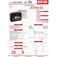 BS AKUMULATOR BTR4A-BS (YTR4A-BS) 12V 2,3AH 113X38X85 BEZOBSŁUGOWY - ELEKTROLIT OSOBNO (45A) (12) UE2019/1148