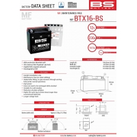 BS AKUMULATOR BTX16-BS (YTX16-BS) 12V 14AH 152X88X161 BEZOBSŁUGOWY - ELEKTROLIT OSOBNO (230A) (4) UE2019/1148