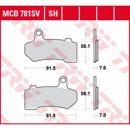 TRW LUCAS KLOCKI HAMULCOWE KH409 SINTER STREET HARLEY-DAVIDSON 1130 / 1250 / 1584 / 1690 / 1750 / 1800 / 1870 / 1923 06-21,TYŁ