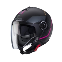 CABERG KASK OTWARTY JET Z BLENDĄ MODEL RIVIERA V4X GEO KOLOR CZARNY MAT/SZARY/FUKSJA (INTENSYWNY ODCIEŃ RÓŻOWEGO) ROZMIAR XS