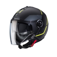 CABERG KASK OTWARTY JET Z BLENDĄ MODEL RIVIERA V4X GEO KOLOR CZARNY MAT/ŻÓŁTY FLUO/SZARY ROZMIAR L