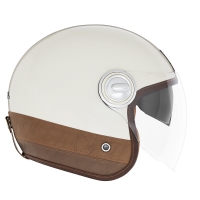 NOX PREMIUM KASK OTWARTY JET HERITAGE LEATHER KOLOR KREMOWY/BRĄZOWY ROZMIAR M