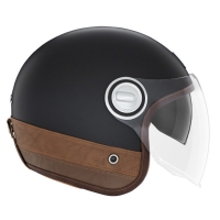 NOX PREMIUM KASK OTWARTY JET HERITAGE LEATHER KOLOR CZARNY/BRĄZOWY ROZMIAR M