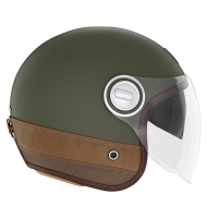 NOX PREMIUM KASK OTWARTY JET HERITAGE LEATHER KOLOR KHAKI/BRĄZOWY ROZMIAR M