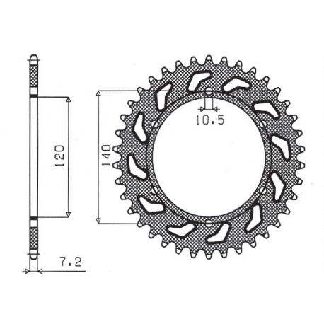 SUNSTAR ZĘBATKA TYLNA 5301 38 KAWASAKI ZR7 (99-04) (JTR498.38) (ŁAŃC. 525) (530138JT)