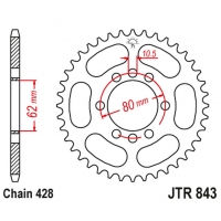 JT ZĘBATKA TYLNA 843 54 YAMAHA DT 80LC '85-'94 (+3, )DT 125LC '85-'88 (+1), XT 125 '88-90 (84354JT) (ŁAŃC. 428)