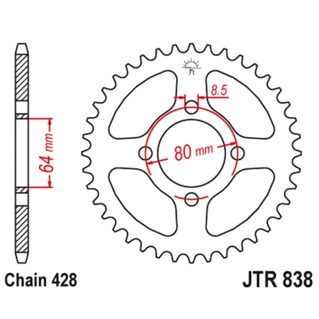 JT ZĘBATKA TYLNA 838 49 YAMAHA DT 100 '74-76 JUNAK 125 (83849JT) (ŁAŃC. 428) NA ZAMÓWIENIE