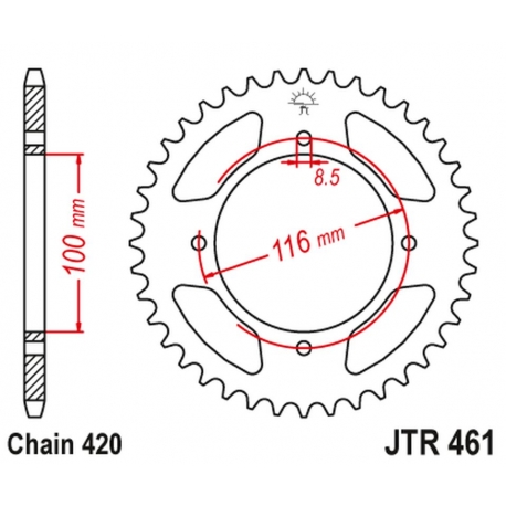 JT ZĘBATKA TYLNA 467 48 KAWASAKI KX 80/85 '86-'17 (46748JT) (ŁAŃC. 420)