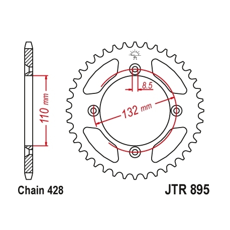 JT ZĘBATKA TYLNA 4486 49 KTM SX 85 '04-'18, 105 XC '07-'11 (448649JTZBK)* (ŁAŃC. 428) KOLOR CZARNY