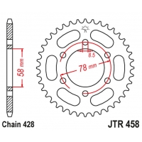 JT ZĘBATKA TYLNA 826 37 KAWASAKI KH 100 '93-94', KH 125 '83-94' (6 OTWOTÓW) (82637JT) (ŁAŃC.428)