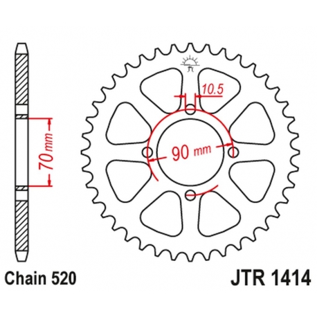 JT ZĘBATKA TYLNA 5302 43 KAWASAKI KSF 250 MOJAVE '87-04', KEF 300 LAKOTA '95-03' (530243JT) (ŁAŃC.520)