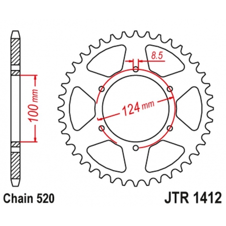 JT ZĘBATKA TYLNA 4466 37 KAWASAKI KXT 250 B1/B2 '86-87' (446637JT) (ŁAŃC.520) NA ZAMÓWIENIE