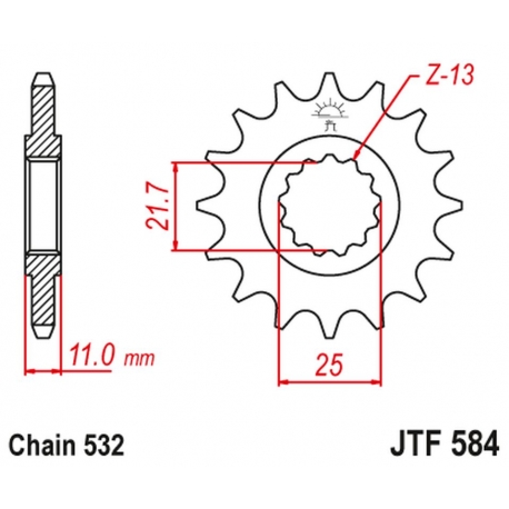 JT ZĘBATKA PRZEDNIA 442 15 YAMAHA R6 '99-'05, FZR 1000 (44215JT) (ŁAŃC. 532)