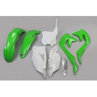 UFO KOMPLET PLASTIKÓW KAWASAKI KXF 250 '21-24, KXF 450 '19-23 KOLOR OEM (ZIELONY/BIAŁY/CZARNY) (KA227E999)