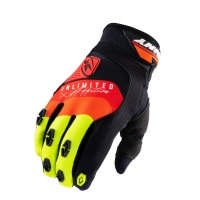 KENNY RACING RĘKAWICE CROSS/ENDURO MODEL SAFETY BLACK/RED/ORANGE KOLOR CZARNY/CZERWONY/ŻÓŁTY FLUO ROZMIAR XL