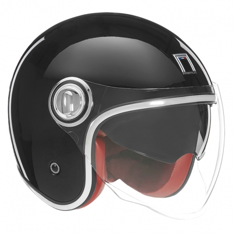 NOX PREMIUM KASK OTWARTY JET HERITAGE SOLID KOLOR CZARNY POŁYSK ROZMIAR S