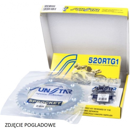 SUNSTAR ZESTAW NAPĘDOWY KAWASAKI ZX6R / RR NINJA 05-06 PLUS ZŁOTY (15/43/110) (DO 1000CC) (SUN39715/SUN1-3356-43/SS520RTG1-110G)