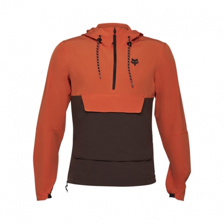 BLUZA ROWEROWA Z KAPTUREM FOX RANGER WIND PULLOVER ATOMIC ORANGE