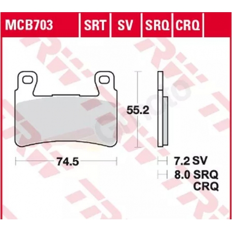 TRW LUCAS LUCAS KLOCKI HAMULCOWE KH265 KH296 SPIEK METALICZNY SINTER RACING (WYCZYNOWE NA TOR) (ZASTĘPUJE MCB703SRQ)