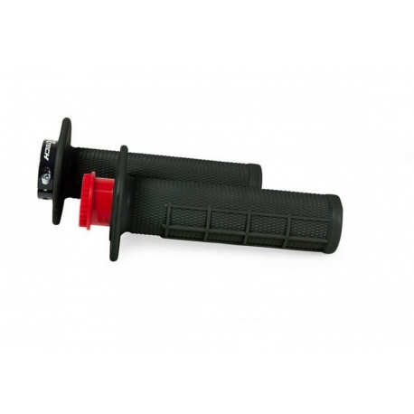 RACETECH (RTECH) MANETKI R20 LOCK-ON (22+25MM) KOLOR CZARNY (HALF WAFFLE) + 3 ADAPTERY ROLGAZU DO MOTOCYKLI BETA